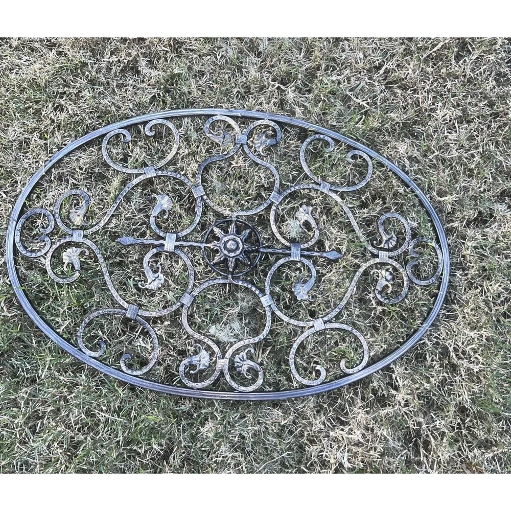 1990 Large Metal Ornate Bearded Iris Oval Wall Decor Hanging Indoor/outdoor